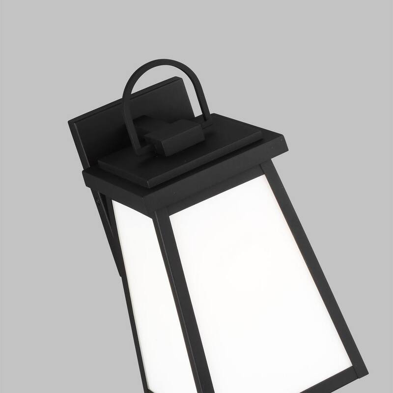 Foco de pared exterior negro de estilo transicional TIELLA Bihl de 1 luz mediana con paneles de vidrio transparente y blanco incluidos - L8648H1L-BK