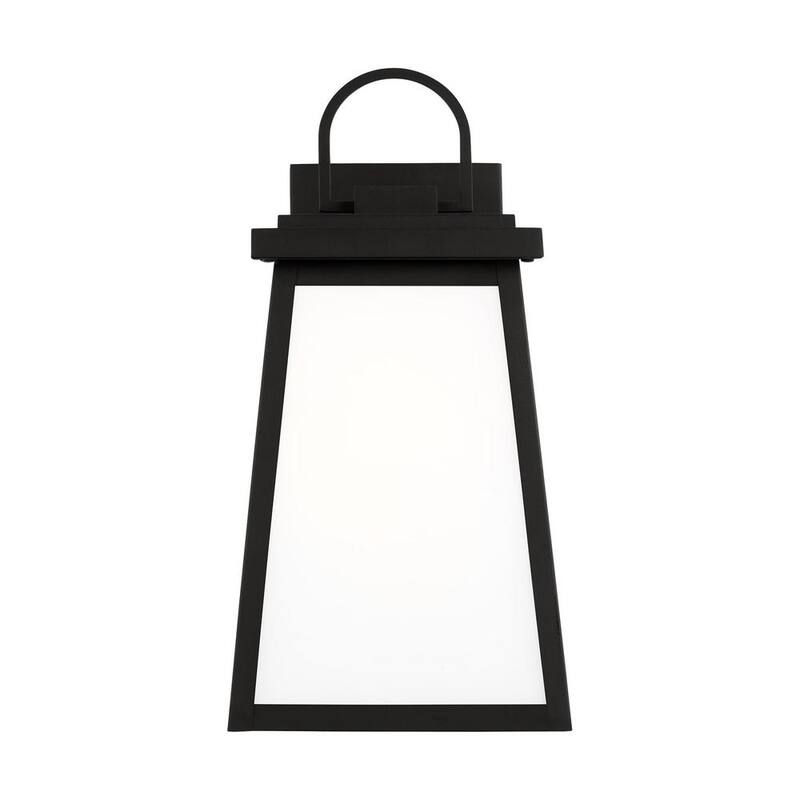 Foco de pared exterior negro de estilo transicional TIELLA Bihl de 1 luz mediana con paneles de vidrio transparente y blanco incluidos - L8648H1L-BK