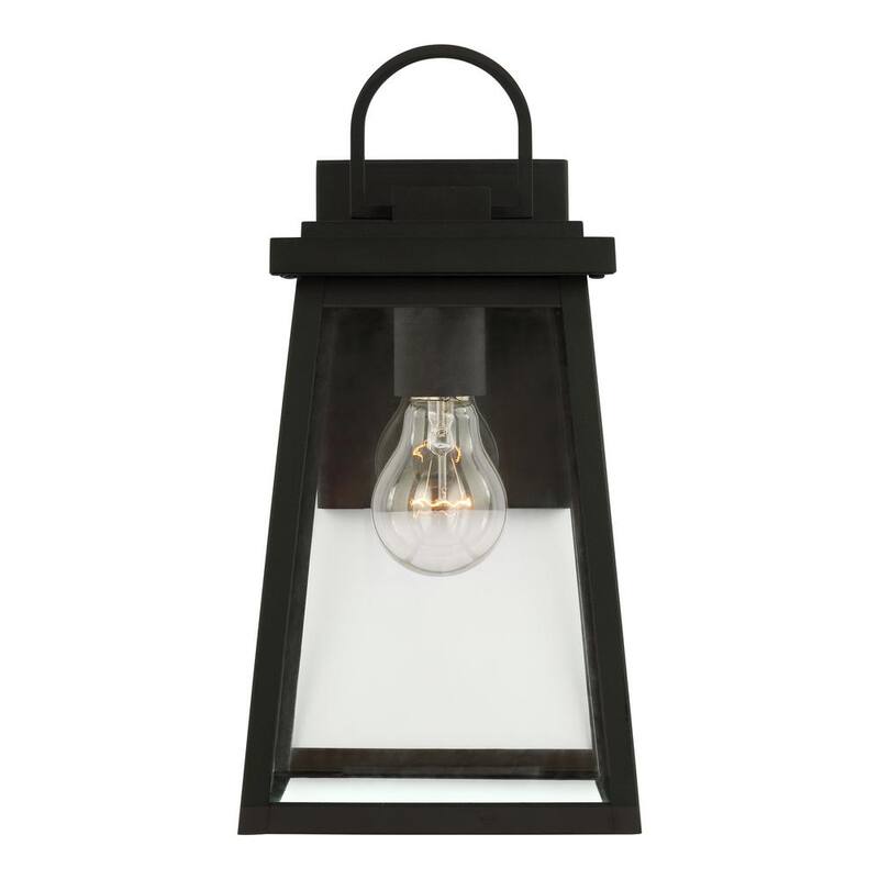 Foco de pared exterior negro de estilo transicional TIELLA Bihl de 1 luz mediana con paneles de vidrio transparente y blanco incluidos - L8648H1L-BK