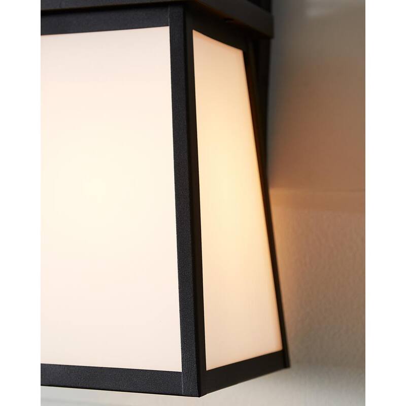 Foco de pared exterior negro de estilo transicional TIELLA Bihl de 1 luz mediana con paneles de vidrio transparente y blanco incluidos - L8648H1L-BK