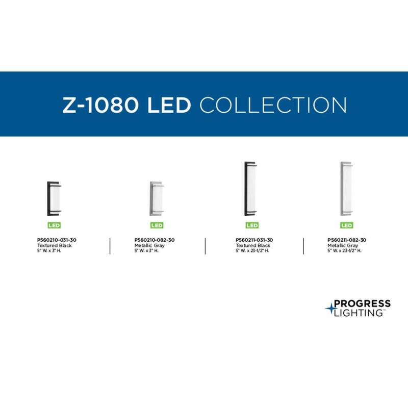Lámpara de pared exterior grande moderna con dos luces, pantalla acrílica blanca texturizada en negro y luz LED de la colección Z-1080 de Progress Lighting - P560211-031-30