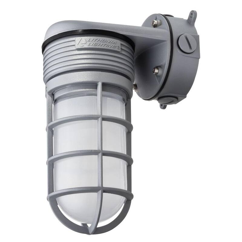 Luz de pared exterior estanca Lithonia Lighting Contractor Select 1 Light Gray 120/277 LED Integrado Linterna de pared con pantalla 1-Pack - 211RM6