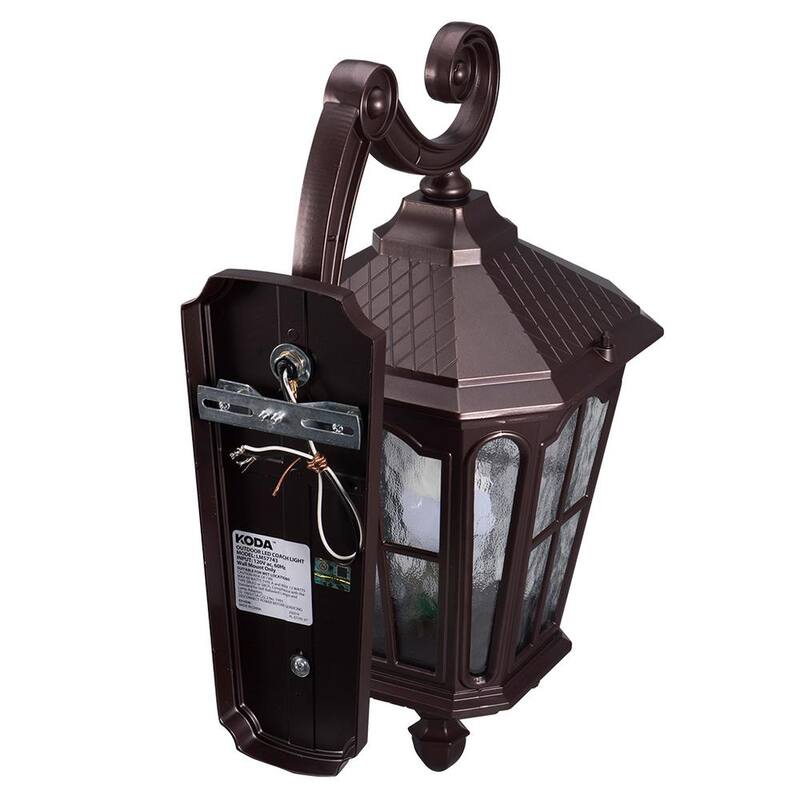 Luz de pared exterior LED marrón de 1 luz KODA Bentham 19.4 in con vidrio martillado de iluminación al anochecer (bombilla incluida) - LM57753-1