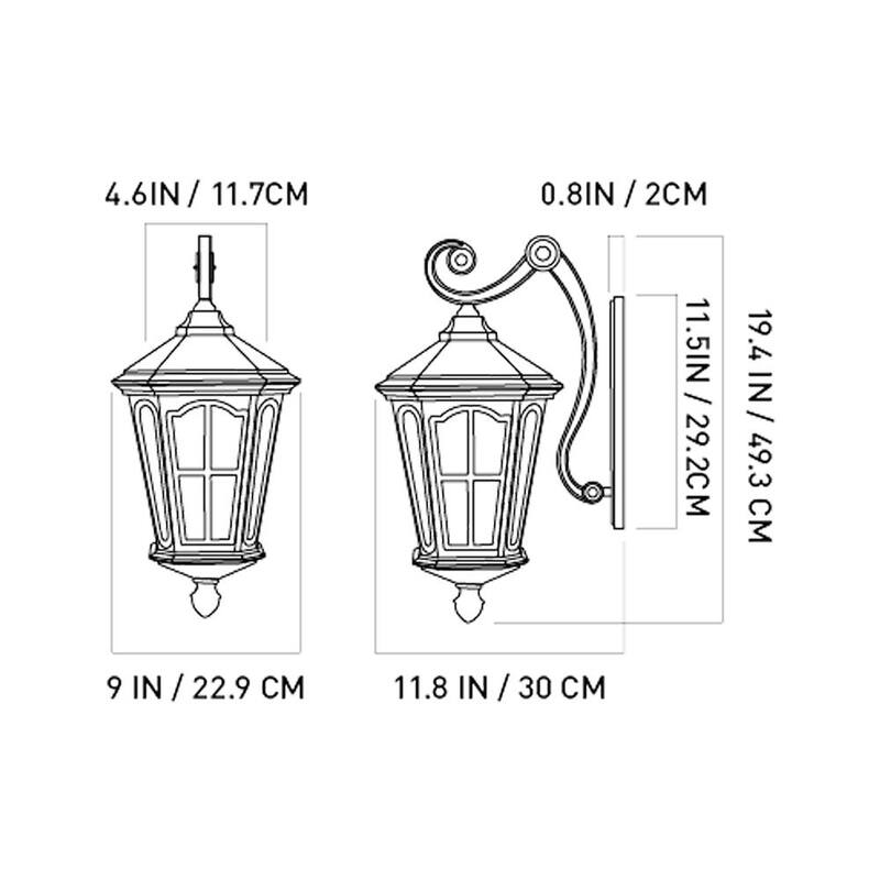 Luz de pared exterior LED marrón de 1 luz KODA Bentham 19.4 in con vidrio martillado de iluminación al anochecer (bombilla incluida) - LM57753-1