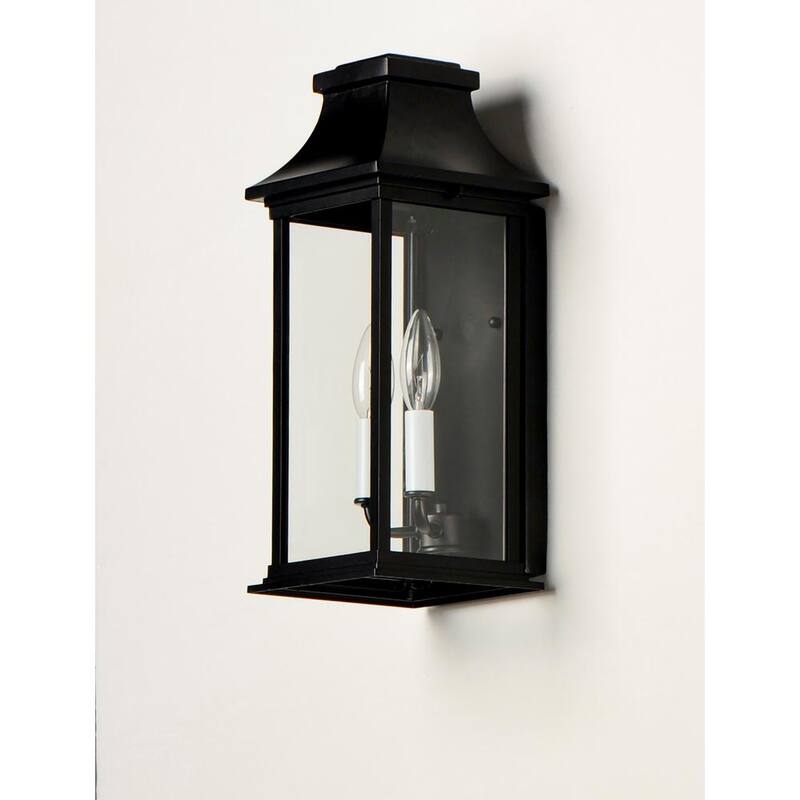Iluminación máxima Vicksburg 2-Light Negro Exterior Bolsillo Alámbrico Aplique de Pared - 30025