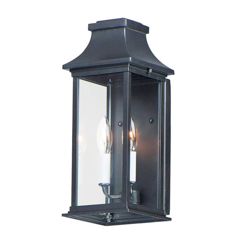 Iluminación máxima Vicksburg 2-Light Negro Exterior Bolsillo Alámbrico Aplique de Pared - 30025