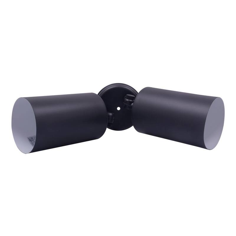Lámpara de pared doble para exteriores en color negro, con dos luces de bala de 75 watts - NICOR Double Bullet 75-Watt 2-Light Black Outdoor Wall Lantern Sconce - 11721