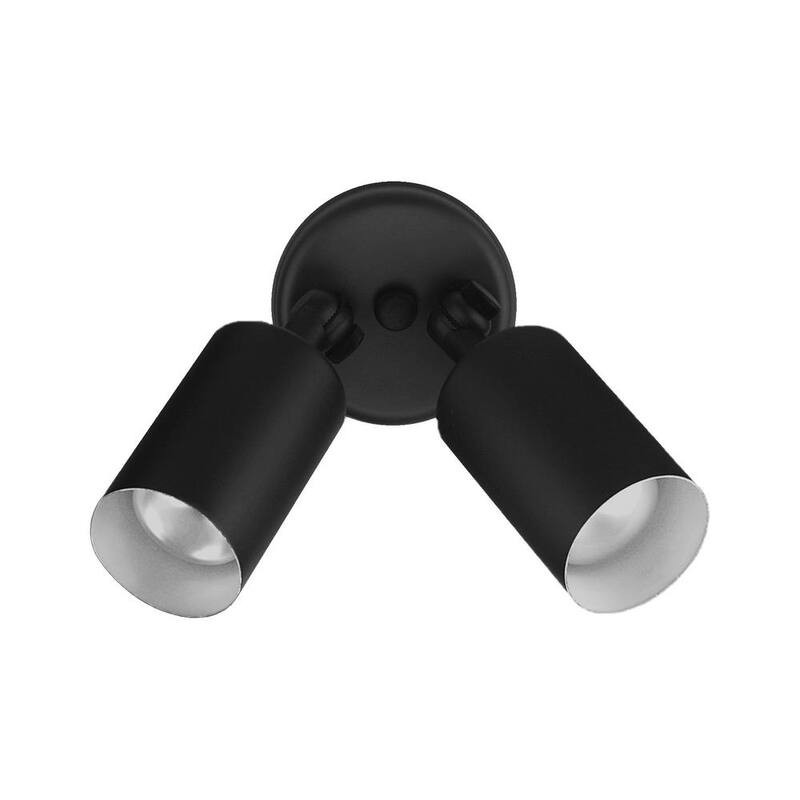 Lámpara de pared doble para exteriores en color negro, con dos luces de bala de 75 watts - NICOR Double Bullet 75-Watt 2-Light Black Outdoor Wall Lantern Sconce - 11721