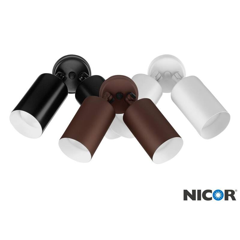 Lámpara de pared doble para exteriores en color negro, con dos luces de bala de 75 watts - NICOR Double Bullet 75-Watt 2-Light Black Outdoor Wall Lantern Sconce - 11721