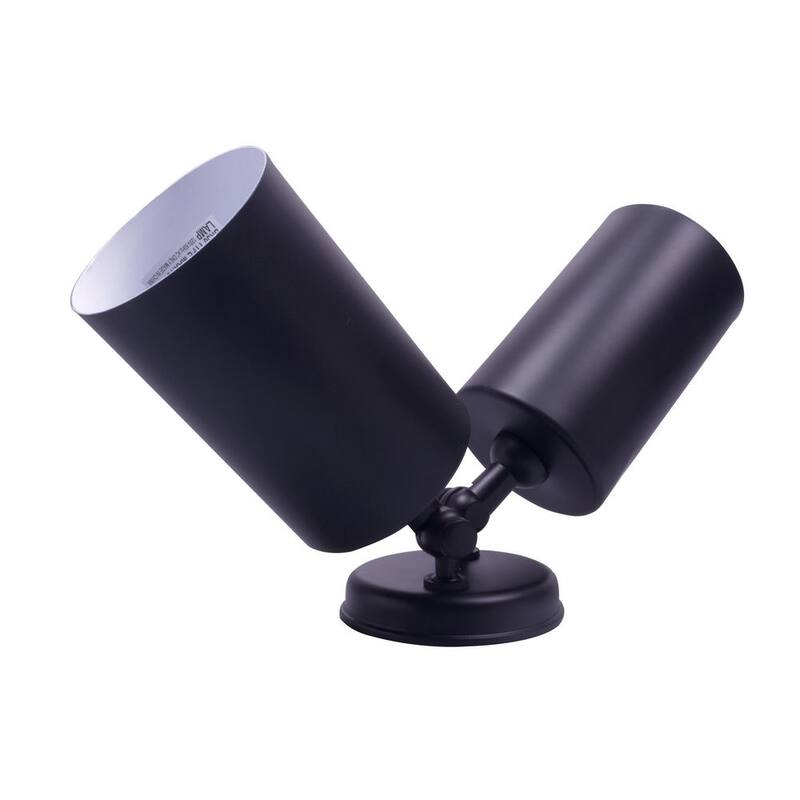 Lámpara de pared doble para exteriores en color negro, con dos luces de bala de 75 watts - NICOR Double Bullet 75-Watt 2-Light Black Outdoor Wall Lantern Sconce - 11721