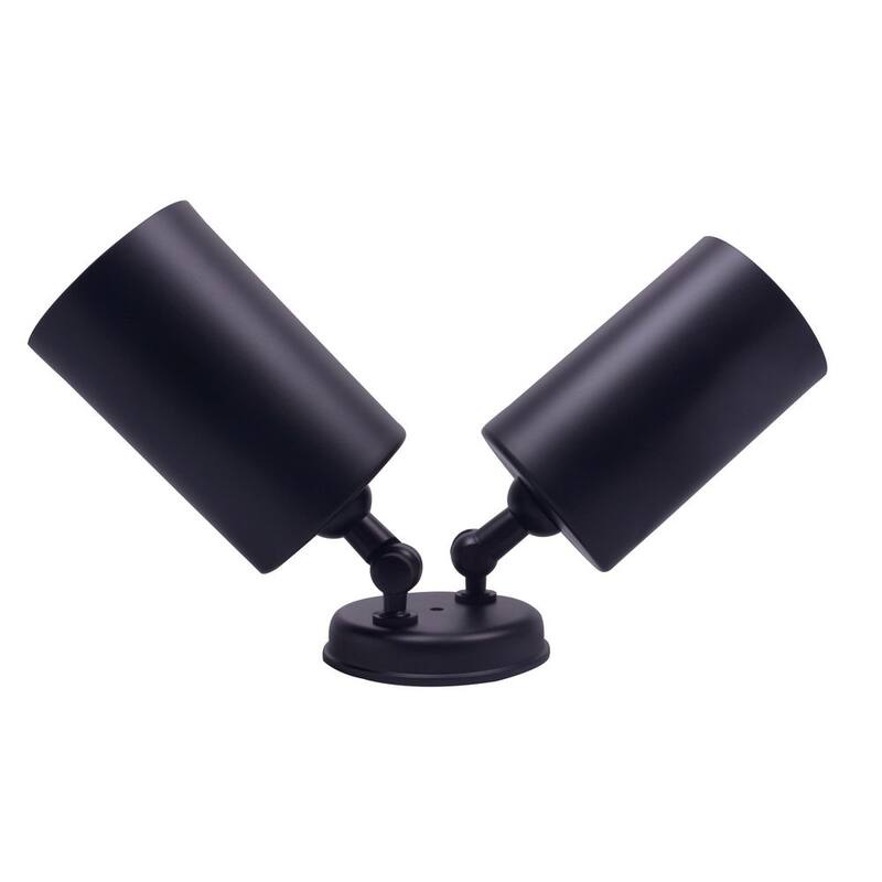 Lámpara de pared doble para exteriores en color negro, con dos luces de bala de 75 watts - NICOR Double Bullet 75-Watt 2-Light Black Outdoor Wall Lantern Sconce - 11721