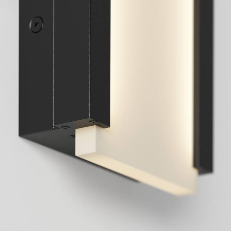 Luminaria de pared tipo linterna para garaje y porche, moderna, integrada con LED de 3 CCT, cableado duro, color negro "Artika Blade" - OUT-BDC-HD2BL