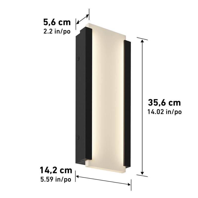 Luminaria de pared tipo linterna para garaje y porche, moderna, integrada con LED de 3 CCT, cableado duro, color negro "Artika Blade" - OUT-BDC-HD2BL