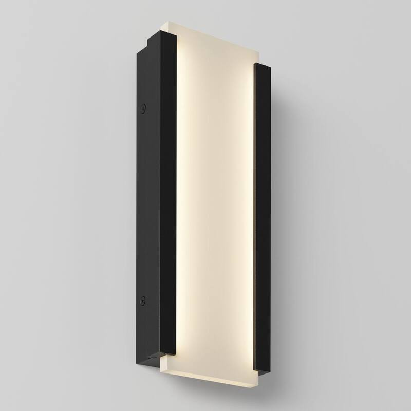 Luminaria de pared tipo linterna para garaje y porche, moderna, integrada con LED de 3 CCT, cableado duro, color negro "Artika Blade" - OUT-BDC-HD2BL