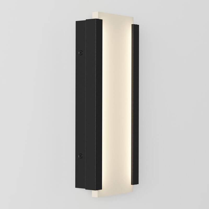 Luminaria de pared tipo linterna para garaje y porche, moderna, integrada con LED de 3 CCT, cableado duro, color negro "Artika Blade" - OUT-BDC-HD2BL