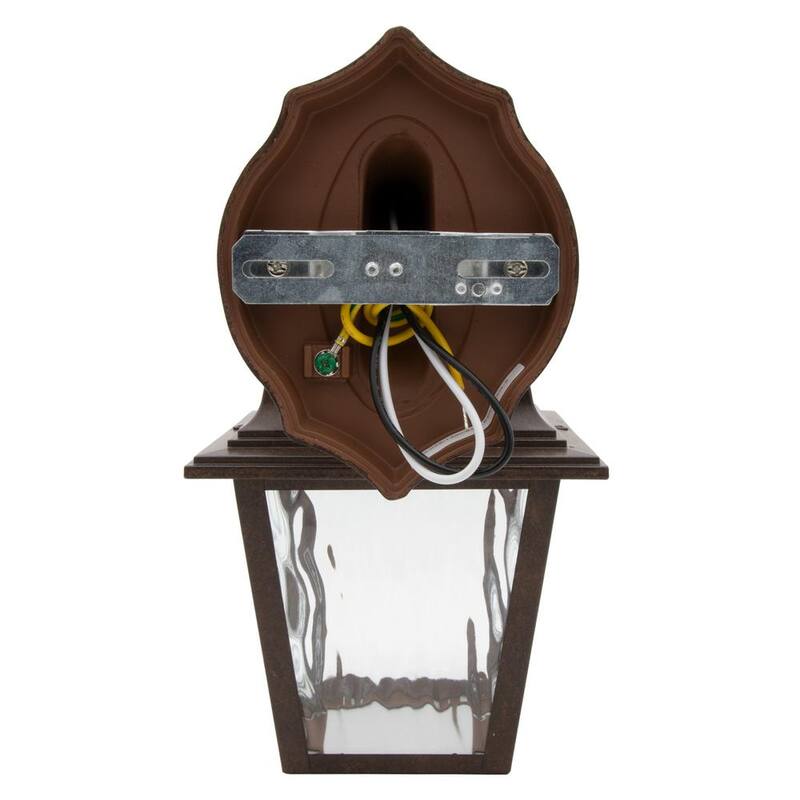 Lámpara de pared de exterior Maxxima de 1 luz en bronce envejecido con sensor de luz y vidrio claro con agua - MEL-9126BW