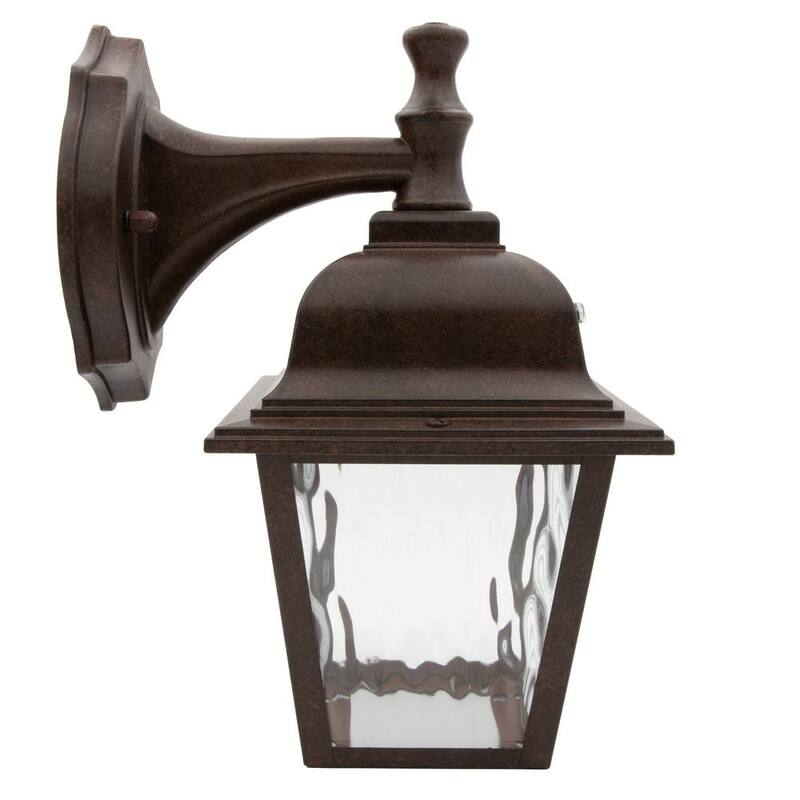 Lámpara de pared de exterior Maxxima de 1 luz en bronce envejecido con sensor de luz y vidrio claro con agua - MEL-9126BW