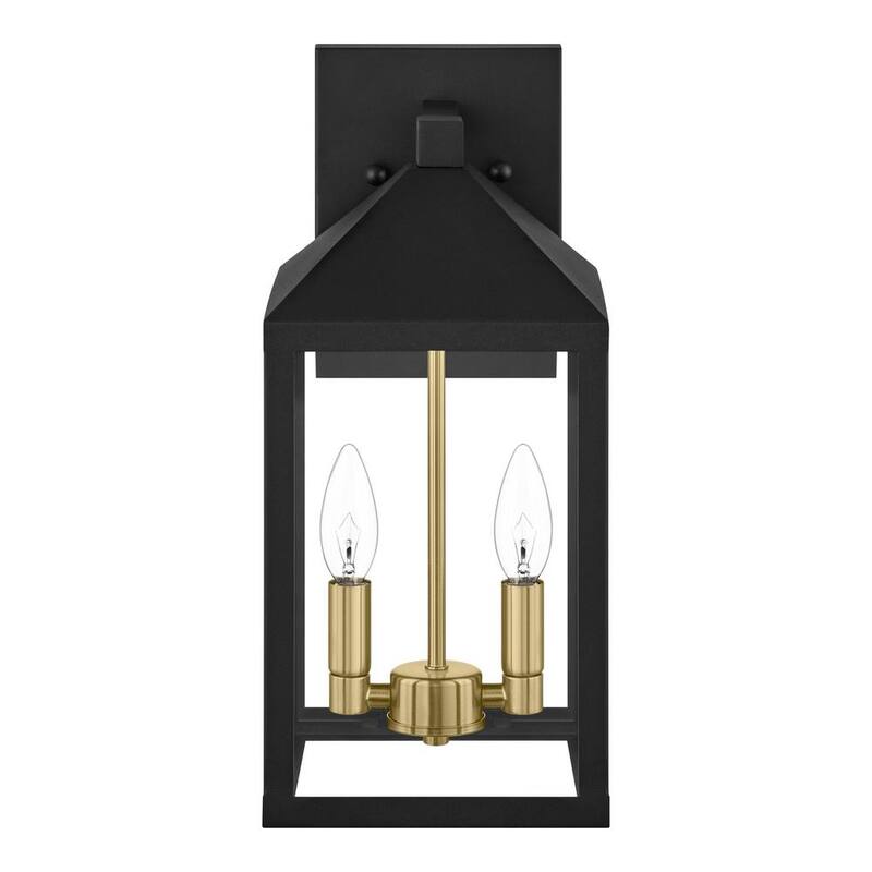 Luz de pared para granero exterior Hampton Bay Marion de 15 pulgadas en negro con pantalla de vidrio transparente - RS22070312