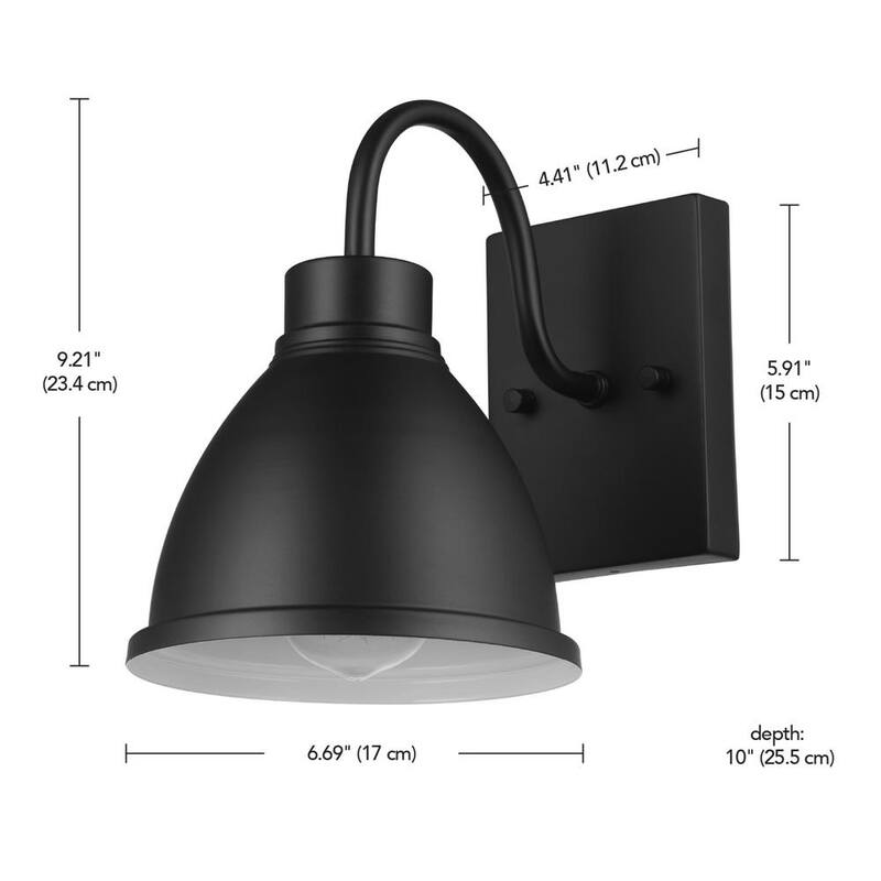 Foco de Pared Globe Electric Swanson Negro Mate para Uso Interior/Exterior estilo Granja con 1 Luz - 44866