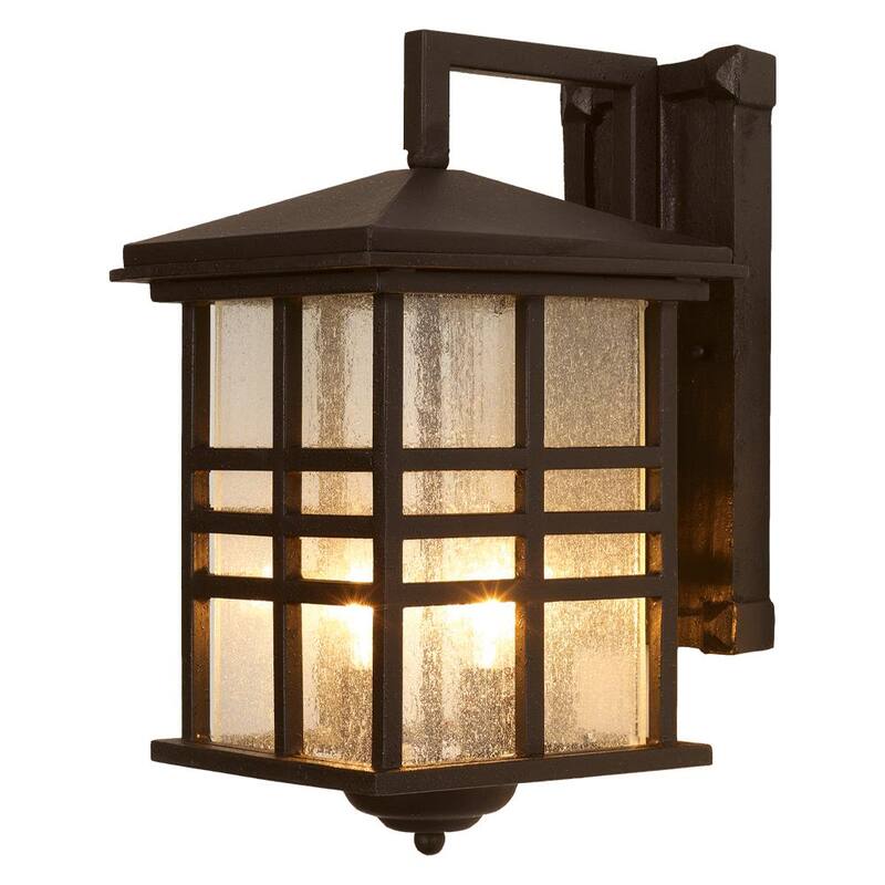 Lámpara de pared para exterior Bel Air Lighting Huntington de 2 luces en bronce envejecido con cristal sembrado - 4636 WB