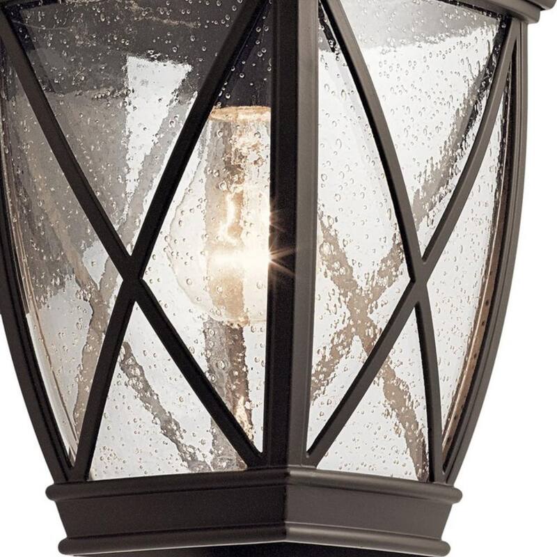 Lámpara de pared con linterna KICHLER Tangier de 13.5 pulgadas y 1 luz en bronce antiguo para exteriores, con cableado duro y sin focos incluidos (paquete de 1) - 49841OZ