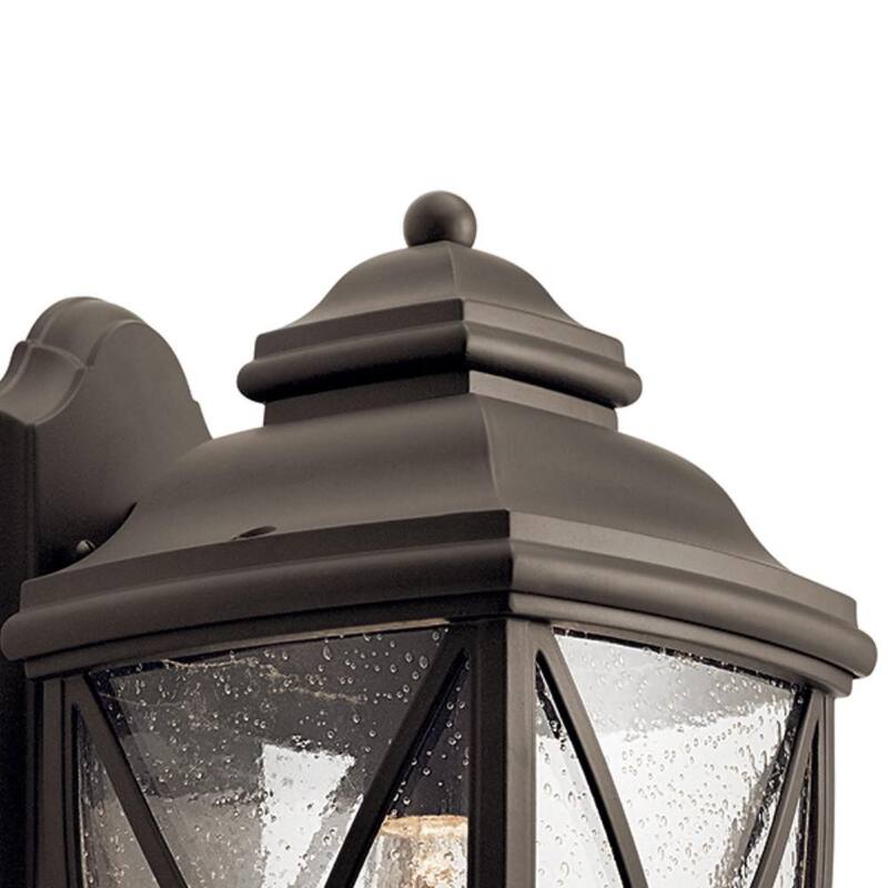 Lámpara de pared con linterna KICHLER Tangier de 13.5 pulgadas y 1 luz en bronce antiguo para exteriores, con cableado duro y sin focos incluidos (paquete de 1) - 49841OZ