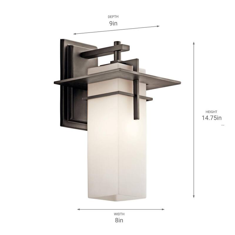 Lámpara de pared KICHLER Caterham de 14.75 pulgadas con 1 luz en bronce antiguo para exteriores, cableado duro, sin focos incluidos (paquete de 1) - 49643OZ