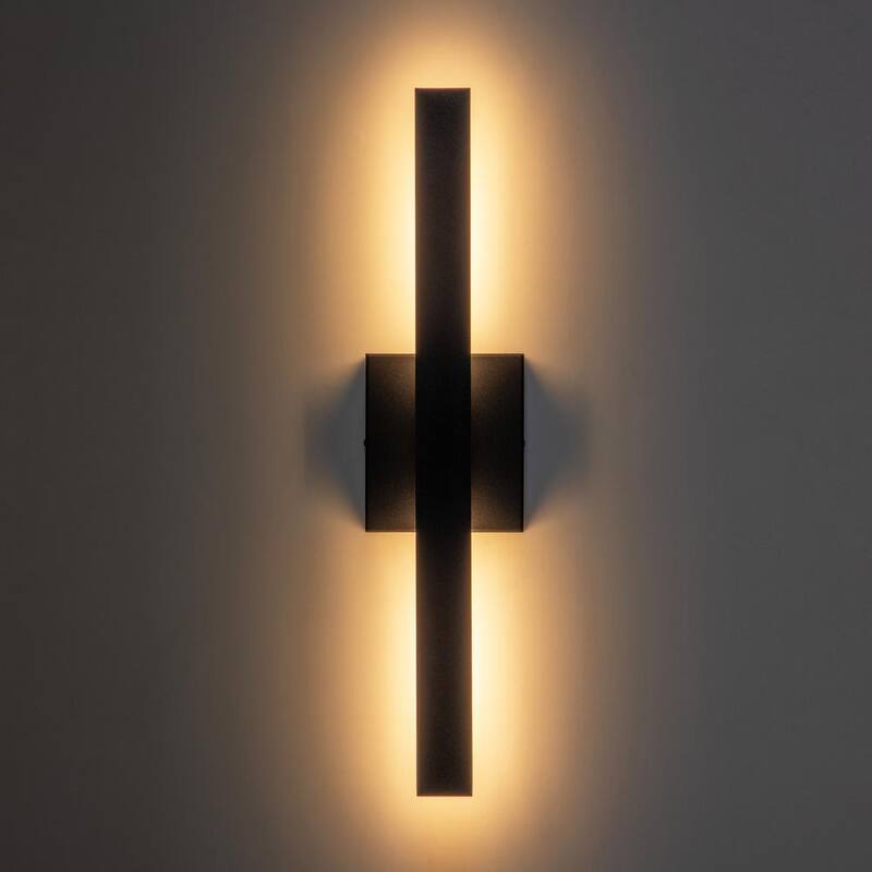 RRTYO Edith 1-Light 20 in. Negro Moderno Lámpara de Pared Lineal Integrada LED Interior/Exterior - 81010000045178