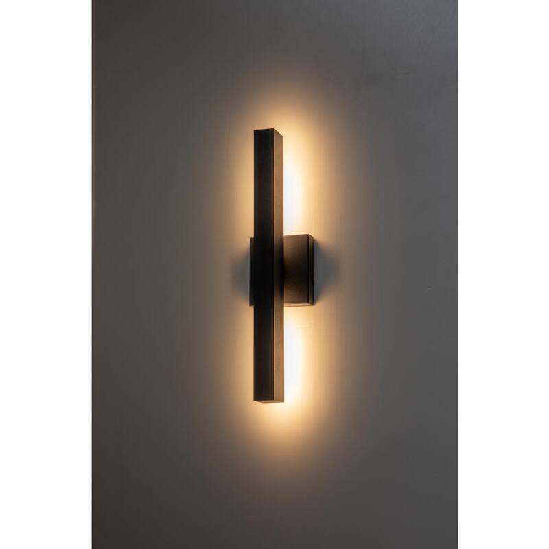 RRTYO Edith 1-Light 20 in. Negro Moderno Lámpara de Pared Lineal Integrada LED Interior/Exterior - 81010000045178