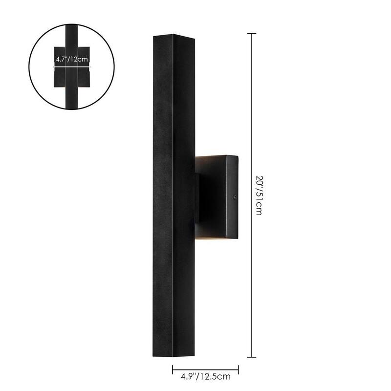 RRTYO Edith 1-Light 20 in. Negro Moderno Lámpara de Pared Lineal Integrada LED Interior/Exterior - 81010000045178