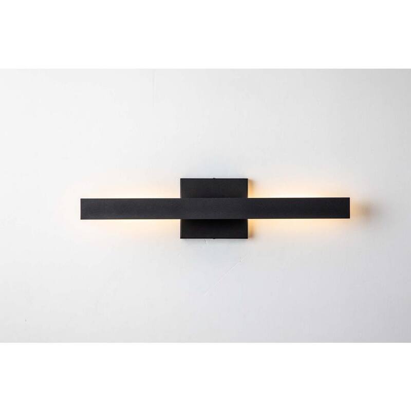 RRTYO Edith 1-Light 20 in. Negro Moderno Lámpara de Pared Lineal Integrada LED Interior/Exterior - 81010000045178