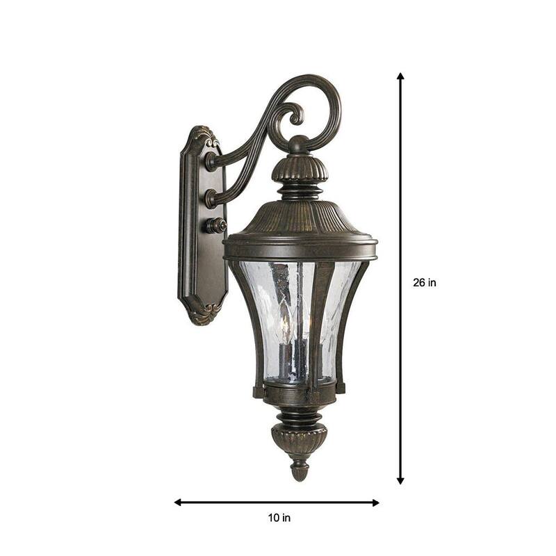 Iluminación Progress Colección Nottington 3-Luz Bronce Forjado Vidrio con Semillas de Agua Linterna de Pared Grande para Exteriores de Estilo Tradicional - P5837-77
