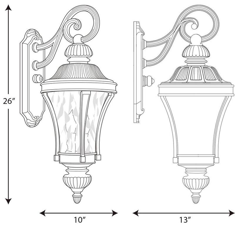 Iluminación Progress Colección Nottington 3-Luz Bronce Forjado Vidrio con Semillas de Agua Linterna de Pared Grande para Exteriores de Estilo Tradicional - P5837-77