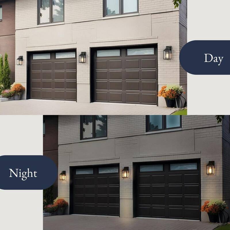 Lámpara de pared para exteriores LNC Industrial en negro texturizado con pantalla de vidrio transparente, luz de pared exterior de 1 foco para garaje y porche - RNN67ZHD14370P7