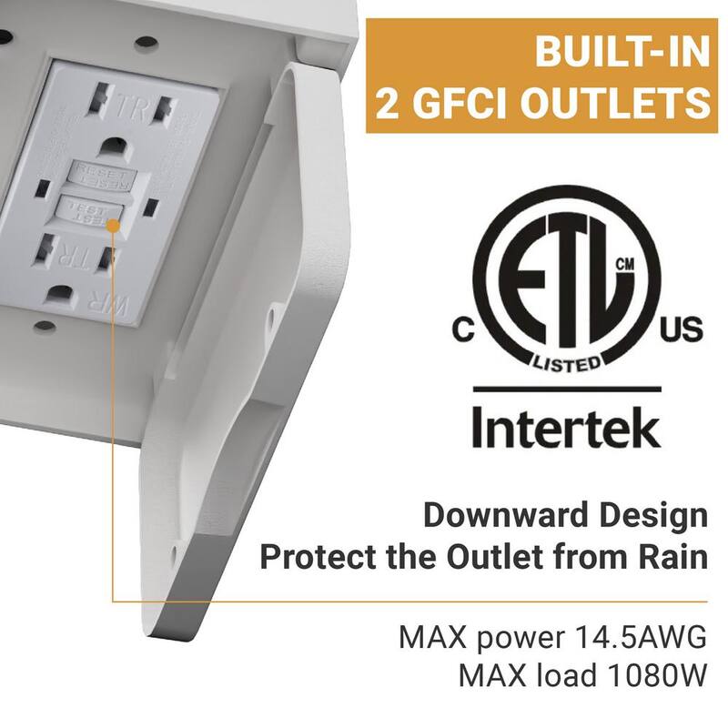 Lámpara de pared exterior con sensor de movimiento blanco Tivleed 10.83 pulgadas, con cableado duro de amanecer a atardecer, con No incluye focos - HGW291D02-WD062
