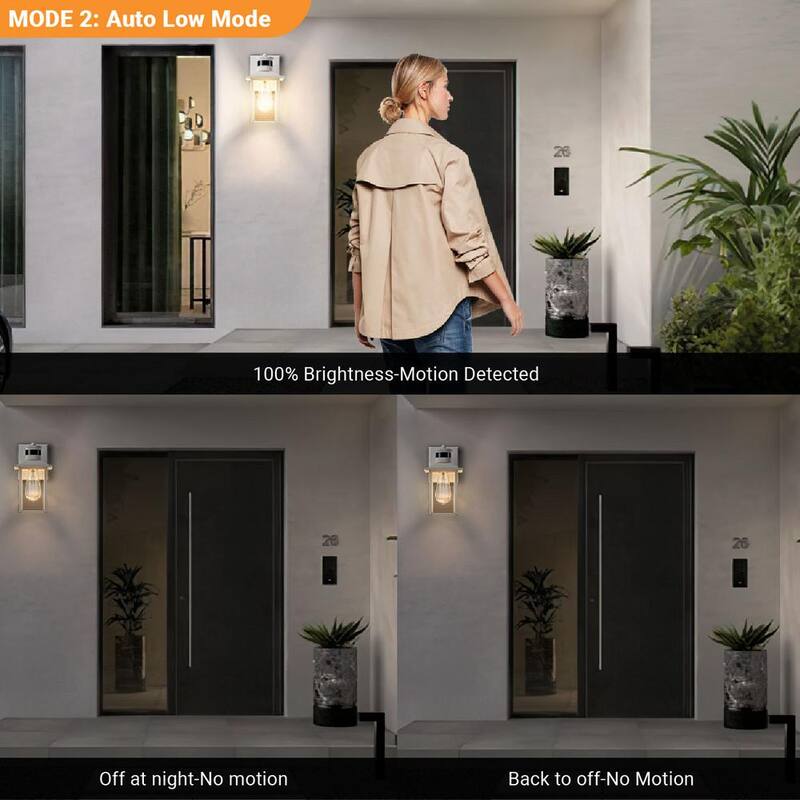 Lámpara de pared exterior con sensor de movimiento blanco Tivleed 10.83 pulgadas, con cableado duro de amanecer a atardecer, con No incluye focos - HGW291D02-WD062