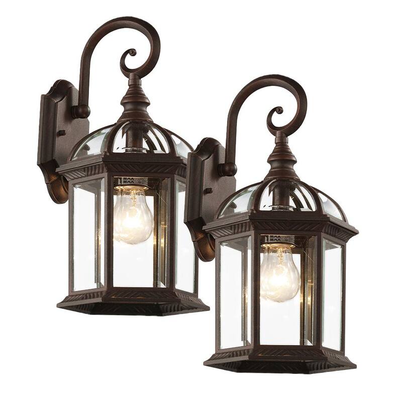 Bel Air Lighting Wentworth Lámpara de pared exterior pequeña con luz de 1 foco en acabado óxido y vidrio transparente (paquete de 2) - 4181-2 RT