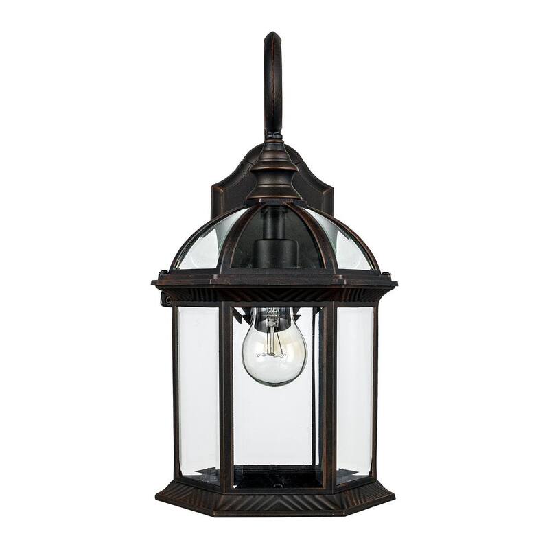 Bel Air Lighting Wentworth Lámpara de pared exterior pequeña con luz de 1 foco en acabado óxido y vidrio transparente (paquete de 2) - 4181-2 RT