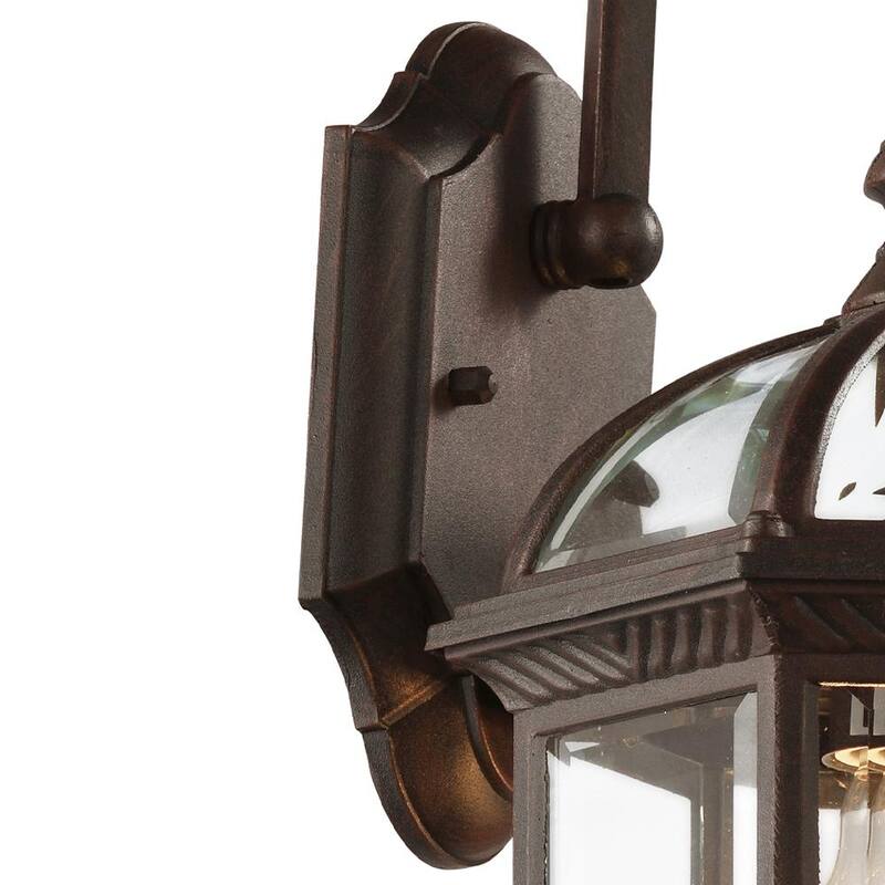 Bel Air Lighting Wentworth Lámpara de pared exterior pequeña con luz de 1 foco en acabado óxido y vidrio transparente (paquete de 2) - 4181-2 RT