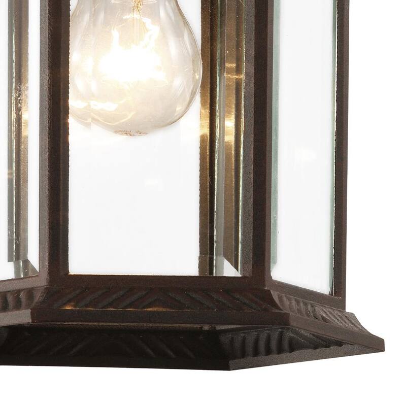 Bel Air Lighting Wentworth Lámpara de pared exterior pequeña con luz de 1 foco en acabado óxido y vidrio transparente (paquete de 2) - 4181-2 RT