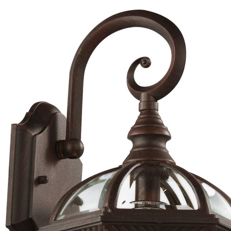 Bel Air Lighting Wentworth Lámpara de pared exterior pequeña con luz de 1 foco en acabado óxido y vidrio transparente (paquete de 2) - 4181-2 RT