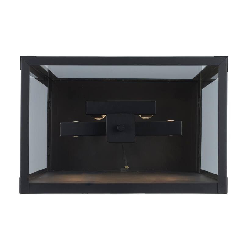 Lámpara de pared exterior Bel Air Lighting Marley de 30 pulgadas, 4 luces, color negro, con cristal transparente - 51523 BK.