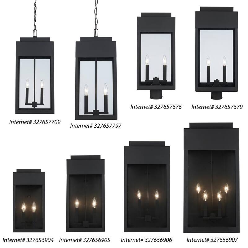Lámpara de pared exterior Bel Air Lighting Marley de 30 pulgadas, 4 luces, color negro, con cristal transparente - 51523 BK.