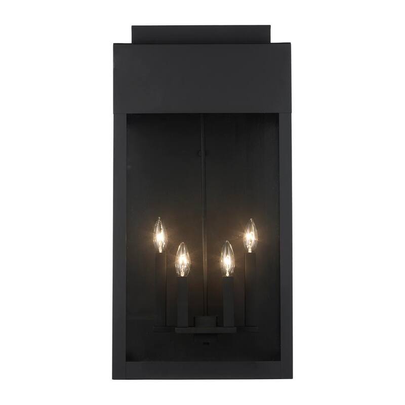 Lámpara de pared exterior Bel Air Lighting Marley de 30 pulgadas, 4 luces, color negro, con cristal transparente - 51523 BK.