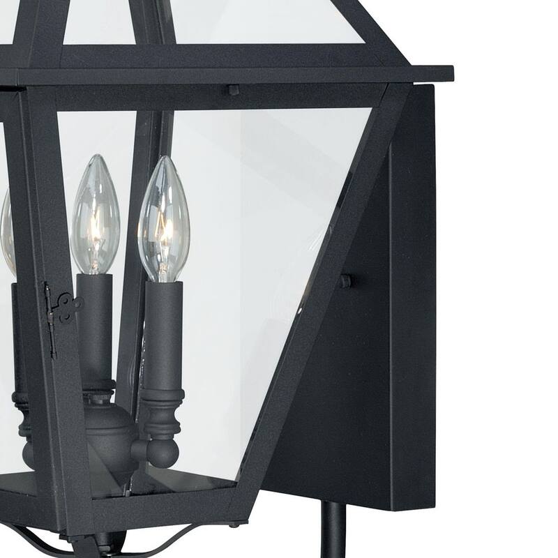 Lámpara de pared exterior tipo farol VAXCEL Nottingham con 3 luces en negro y cristal transparente - T0080