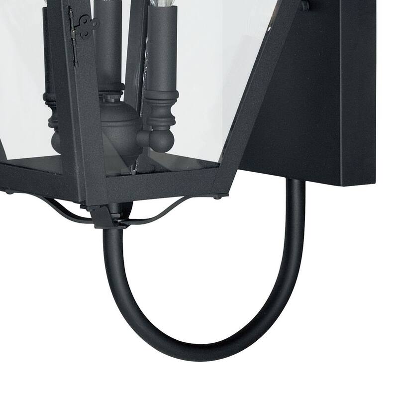 Lámpara de pared exterior tipo farol VAXCEL Nottingham con 3 luces en negro y cristal transparente - T0080