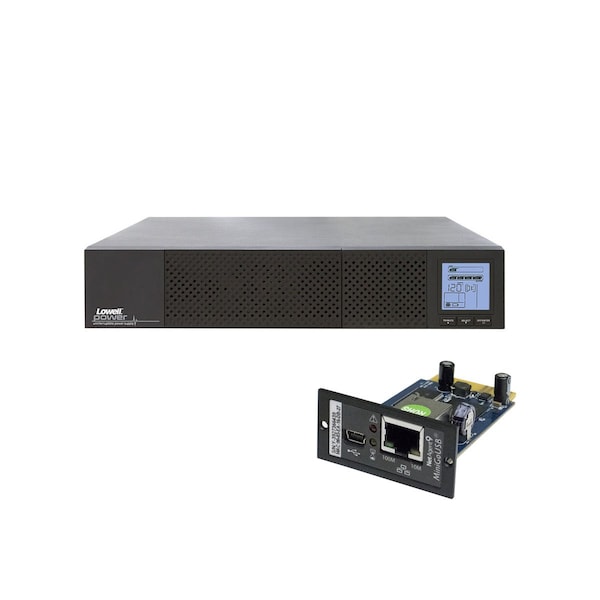 Lowell UPS System, 2200VA, Line Interactive, Out: 120V AC In: 120V AC - UPS8-2200-IP