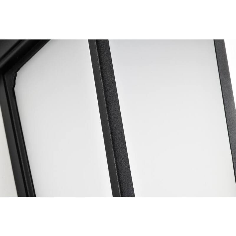 Lámpara de pared exterior con farol de cristal esmerilado de 5000K y acabado negro Edvivi 8 pulgadas LED con fotocélula para amanecer y atardecer con cable duro (paquete de 2) - LED5705BK-2PK