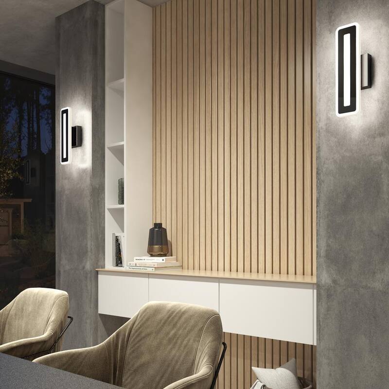 Artika Evasion Negro Moderno 3 CCT Integrado LED Luz para garaje y porche con cableado duro Linterna de luz de pared - OUT-EVC-BL