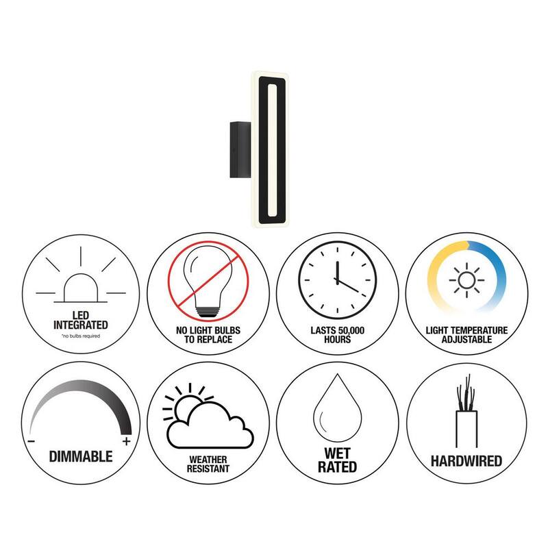 Artika Evasion Negro Moderno 3 CCT Integrado LED Luz para garaje y porche con cableado duro Linterna de luz de pared - OUT-EVC-BL
